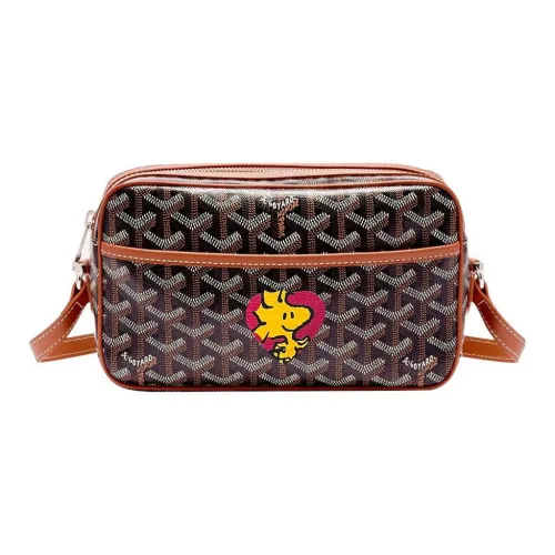 GOYARD Кепка Vert Холст с кожей Camera Сумка Сумка через плечо Маленькая Унисекс Коричневый Красный