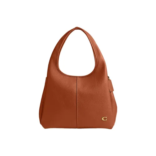 COACH LANA Полированная кожа с галькой сумка через плечо женская оранжевый желтый