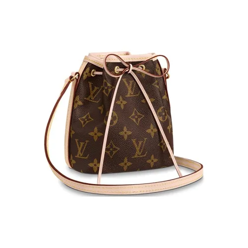 LOUIS VUITTON NOE Воловья кожа Пэчворк Холст Сумка через плечо Экстра мини Женская Коричневая