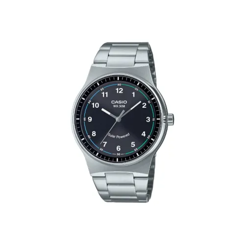 CASIO Солнечный кварцевый механизм нержавеющая сталь ремешок часы 48*40*9,2 мм унисекс черный циферблат MTP RS105D 1BV