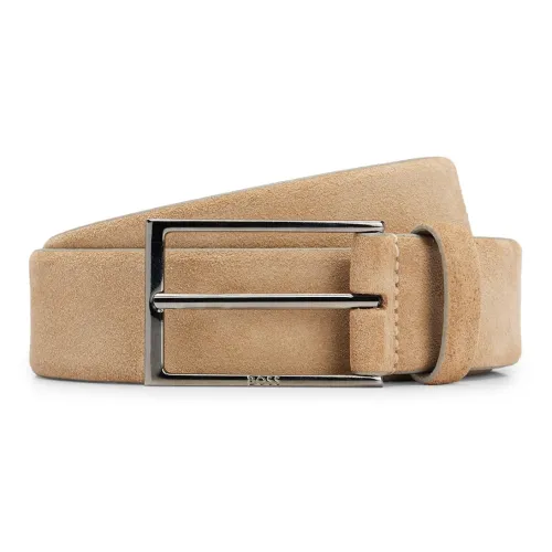 Hugo Boss Logo Letter Emblem Engraved Шпилька Коровья кожа Ремни Мужской Коричневый Ширина 3,5CM