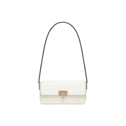 Valentino Rockstud Smooth Calfskin Handbag Crossbody Bag Women's Ivory White