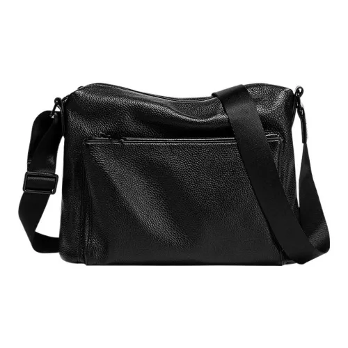 BJIAX Сумка через плечо из натуральной коровьей кожи мужская черная