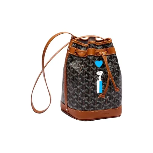 GOYARD Снупи Co Branded Petit Flot Холст с кожей Сумка-ведро Сумка на плечо Женская