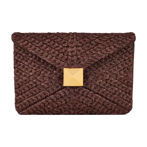 Valentino Raffia Телячья кожа Детали Через плечо Одно плечо Клатч Обычный Женский Коричневый