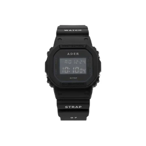 CASIO Ader Error Кварцевый механизм Смольный ремешок Часы Унисекс Черный циферблат