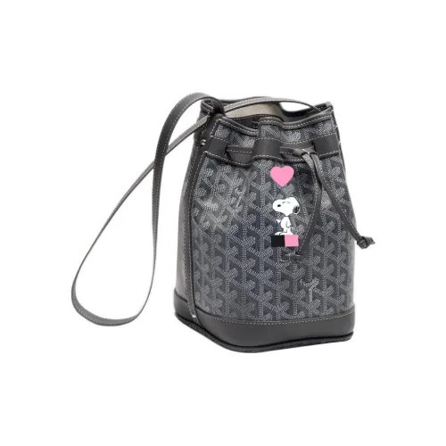 GOYARD Снупи Co Branded Petit Flot Холст с кожей Сумка-ведро Сумка на плечо Женская