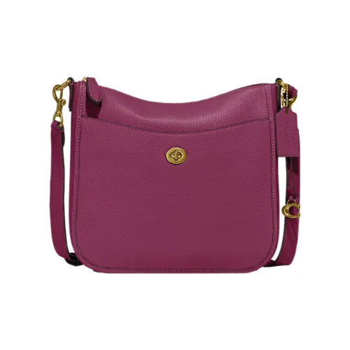 COACH Chaise Сумка через плечо из галечной кожи женская темно-сливовый цвет