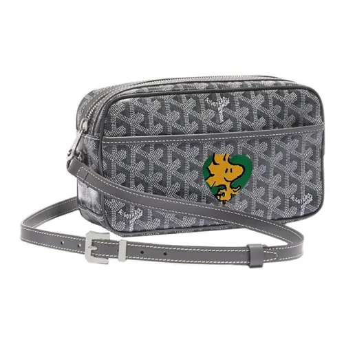 GOYARD Кепка Vert Холст с кожей Camera Сумка Сумка через плечо Маленькая Унисекс Серый зеленый