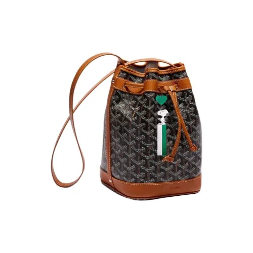 GOYARD Снупи Co Branded Petit Flot Холст с кожей Сумка-ведро Сумка на плечо Женская