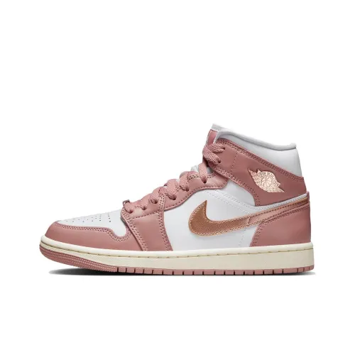 Jordan Air Jordan 1 Винтажные баскетбольные кроссовки MID Топ Розовый Женские