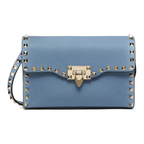 Valentino Rockstud Телячья кожа Курьерская сумка Сумка через плечо Женская Прозрачный синий