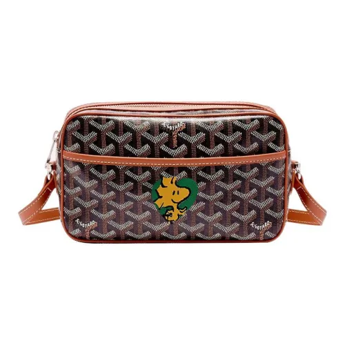 GOYARD Кепка Vert Холст с кожей Camera Сумка Сумка через плечо Маленькая Унисекс Коричневый зеленый