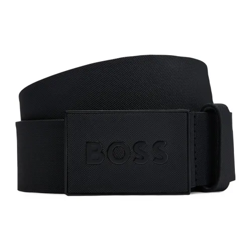 Hugo Boss Logo Letter Smooth Clasp Кожаные ремни Мужской Черный Ширина 3,8 см
