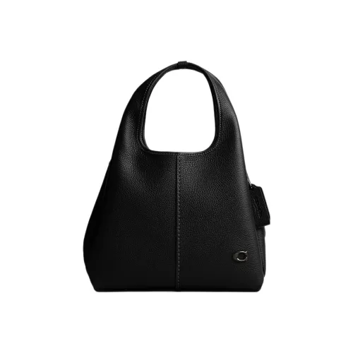 COACH LANA Полированная кожа с галькой одно плечо сумка среднего размера женская черная