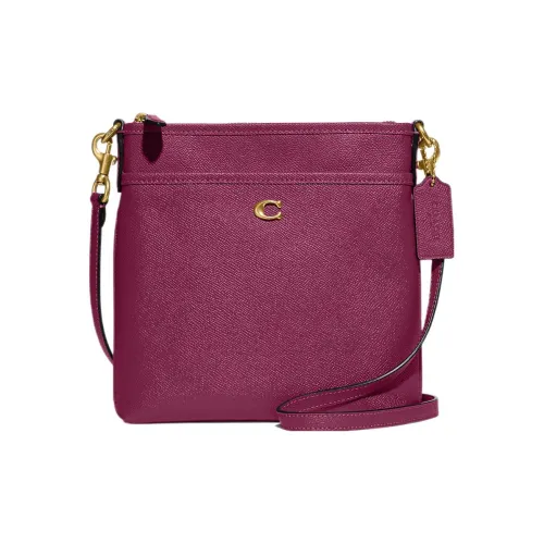 COACH Kitt Крестообразная текстура Кожа Курьерская сумка Сумка через плечо Маленькая Женская Темно-сливовый