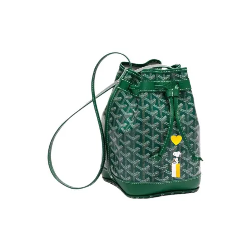 GOYARD Снупи Co Branded Petit Flot Холст с кожей Сумка-ведро Сумка на плечо Женская