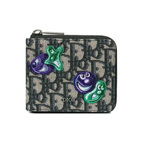 DIOR Kenny Scharf Коллаборация Жаккард Холст Монета Кошелек Мужской Бежевый Черный