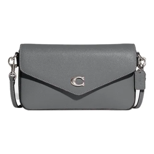 COACH Wyn Крестовая текстура Кожа Сумка через плечо Маленькая Женская Темно-серая