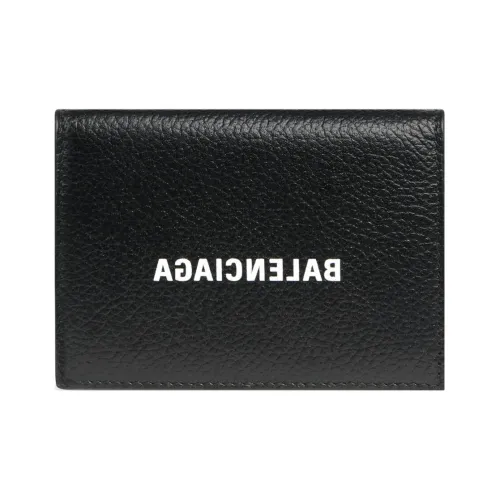 Balenciaga Рельефная Телячья Кожа Держатель для Карт Кошелек Мини Женский Черный