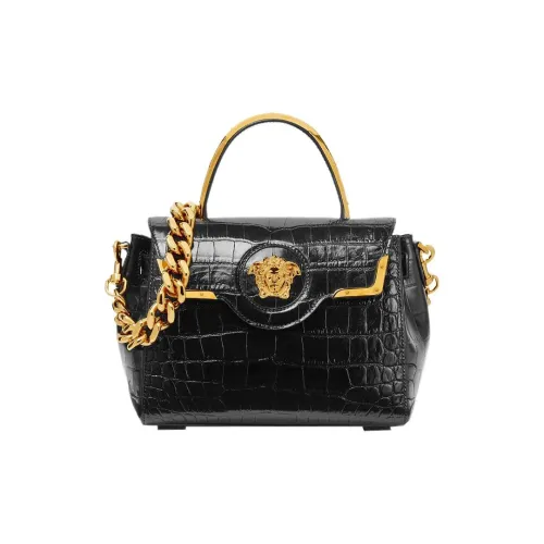 VERSACE La Medusa Корова Кожа Плечо Сумка через плечо Сумка Обычная Женская Черная