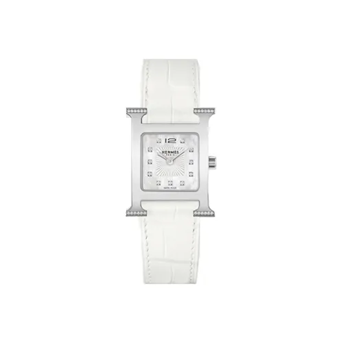 HERMES Наручные часы Кварцевый механизм Натуральная кожа Ремешок Матиальная перламутровая Циферблат Женские часы