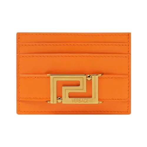 VERSACE Greca Goddess Коровья кожа Кошелек Держатель для карт Держатель для карт Женские Апельсин