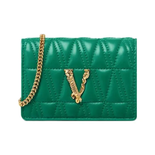 VERSACE Virtus Lambskin Crossbody Bag Shoulder Bag Mini Women's Green ВЕРСАЧЕ Virtus Сумка через плечо из овечьей кожи мини-сумка женская зеленая