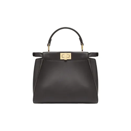 FENDI Peekaboo Сумка через плечо из коровьей кожи мини-сумка для женщин черная