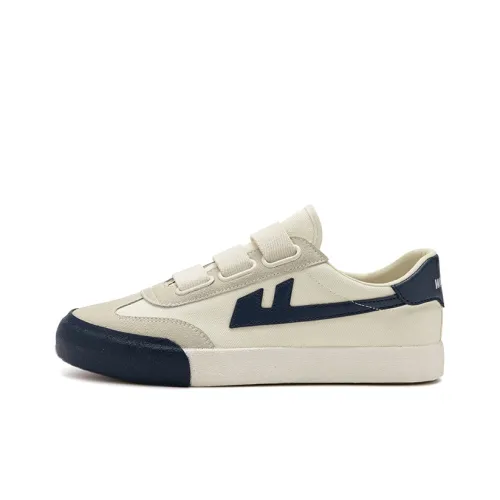 Warrior Slip-resistant Abrasion-resistant Lightweight Low-Top Canvas Shoes Unisex Beige Dark Blue Warrior Противоскользящие Устойчивые к износу Легкие Низкие Кеды Унисекс Бежевый Темно-синий