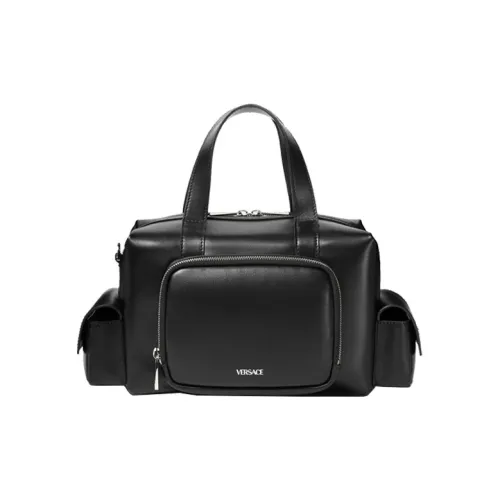 VERSACE Корова Кожа Camera Сумка Сумка через плечо Сумка Обычная Мужская Черная
