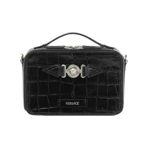 VERSACE MEDUSA BIGGIE серия Сумка из коровьей кожи Сумка через плечо Сумка на плечо Стандартная Мужская Черная