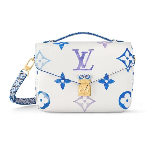 LOUIS VUITTON Pochette Metis Холст Сумка через плечо Сумка на плечо Средняя Женская Белая Синяя