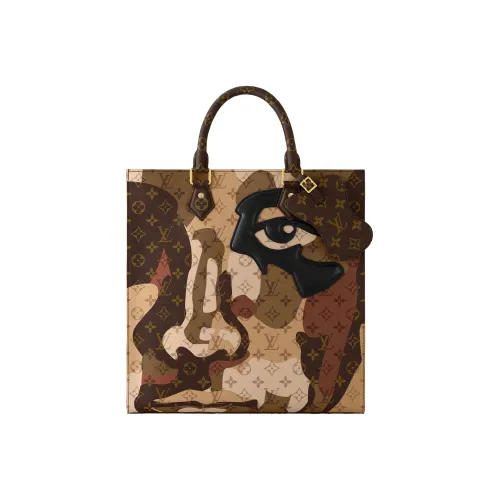 LOUIS VUITTON Sac Plat Покрытый холст с коровья кожа Тоут Сумка Сумка для покупок Сумка Обычный Мужской Коричневый