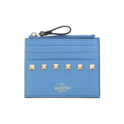 Valentino Smooth Calfskin Coin Wallet Card Holder Regular Men's Sky Blue Валентино Гладкая Телячья Кожа Кошелек с Монетой Держатель для Карт Стандартный Мужской Небесно-Синий