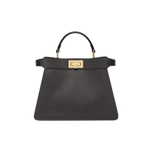 FENDI Peekaboo ISeeU Телячья кожа Сумка через плечо Сумка Маленькая Женская Черная Темно-коричневая