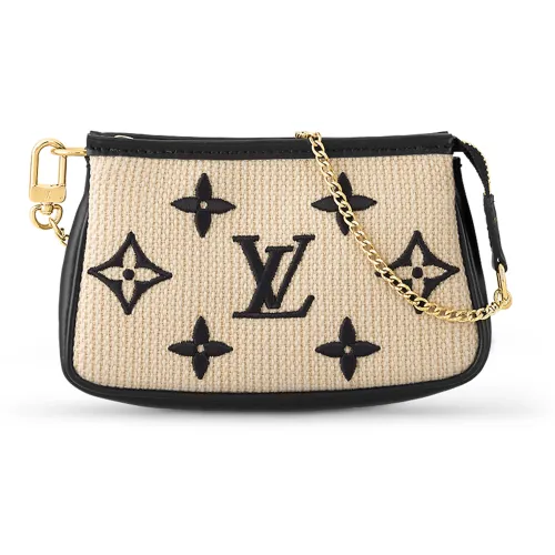 LOUIS VUITTON POCHETTE ACCESSOIRES Хлопок Клатч Мини Женский Черный Естественный