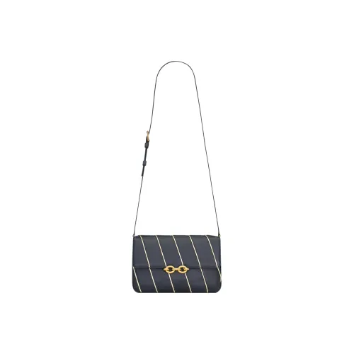 SAINT LAURENT LE MAILLON Satin Lambskin Сумка через плечо Стандартная Женская Морской синий Серебряный