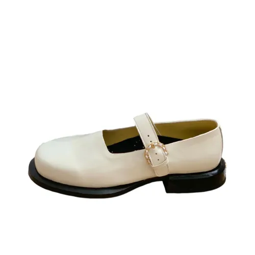 CHANEL Туфли Мэри Джейн с грубым каблуком женские бежевые