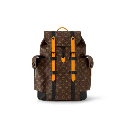 LOUIS VUITTON CHRISTOPHER Покрытый холст с кожаными вставками рюкзак среднего размера мужской коричневый