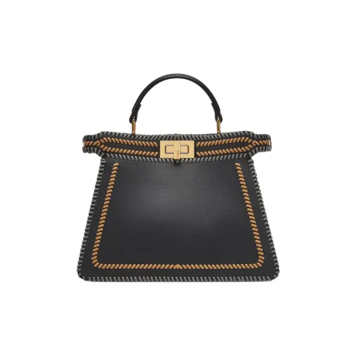 FENDI Peekaboo ISeeU Телячья кожа Сумка через плечо Сумка Маленькая Женская Черная