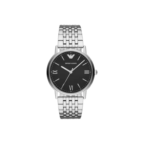 EMPORIO ARMANI Мужские часы Кварцевый механизм Ремешок из нержавеющей стали 41 мм Черный циферблат