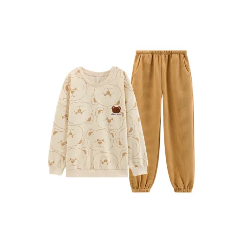 FENTENG X98332658 Бежево-абрикосовый Женские Пижамные комплекты