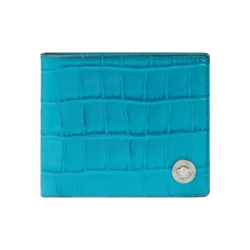 VERSACE MEDUSA BIGGIE серия Телячья кожа Кошелек Стандартный Мужской Синий Зеленый