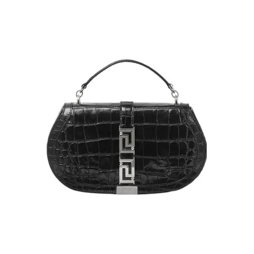 VERSACE Greca Goddess Коровья кожа Сумка через плечо Сумка Обычный Женские Черный серебристый