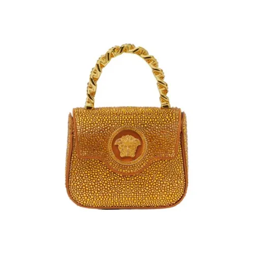 VERSACE La Medusa Вискоза с шелком тутового дерева Одно плечо Сумка Мини Женская Золотая