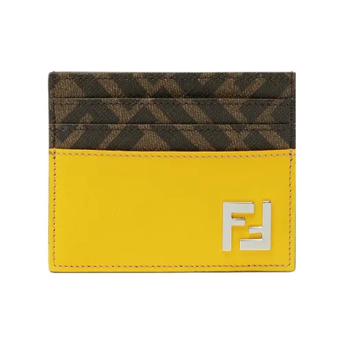 FENDI Телячья кожа с хлопком держатель для карт мужской желтый