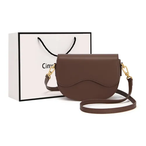 Simvay Clos Коровья кожа Седло Сумка Сумки через плечо Сумка через плечо Стандартная Женская Кофе Абрикос