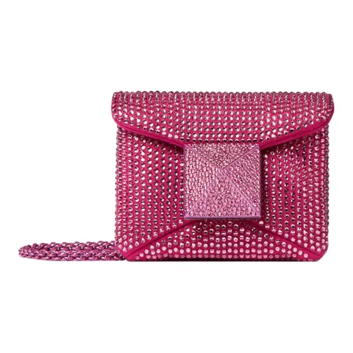 Valentino One Stud Стразы Вышивка Ручная Сумка Сумка через плечо Сумка на плечо Женская Розовая