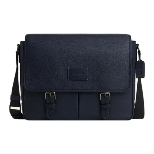 COACH Sprint Коровья кожа Курьерская сумка Сумка через плечо Большая Мужская Морской синий